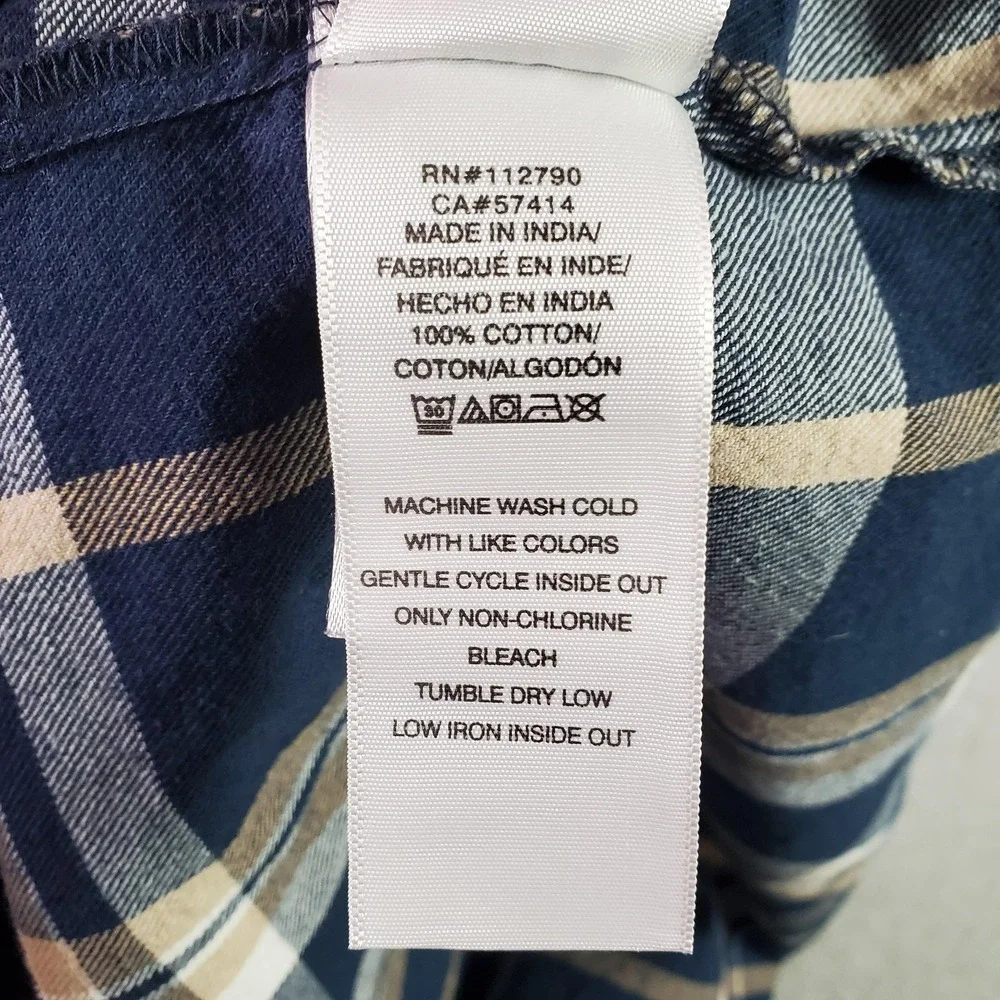 True Religion Shirt Mens Large Blue Plaid Flannel Button Up Long Sleeve Casual